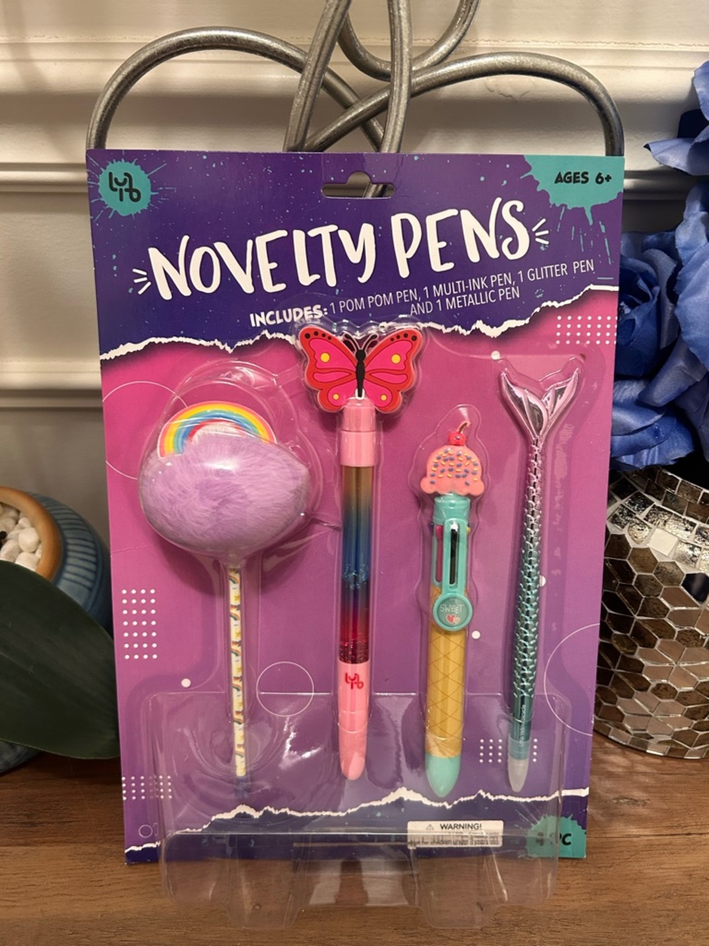 Novelty Pens Set - Rainbow Butterfly, Pom Pom, Ice Cream & Mermaid - Picture 6 of 6